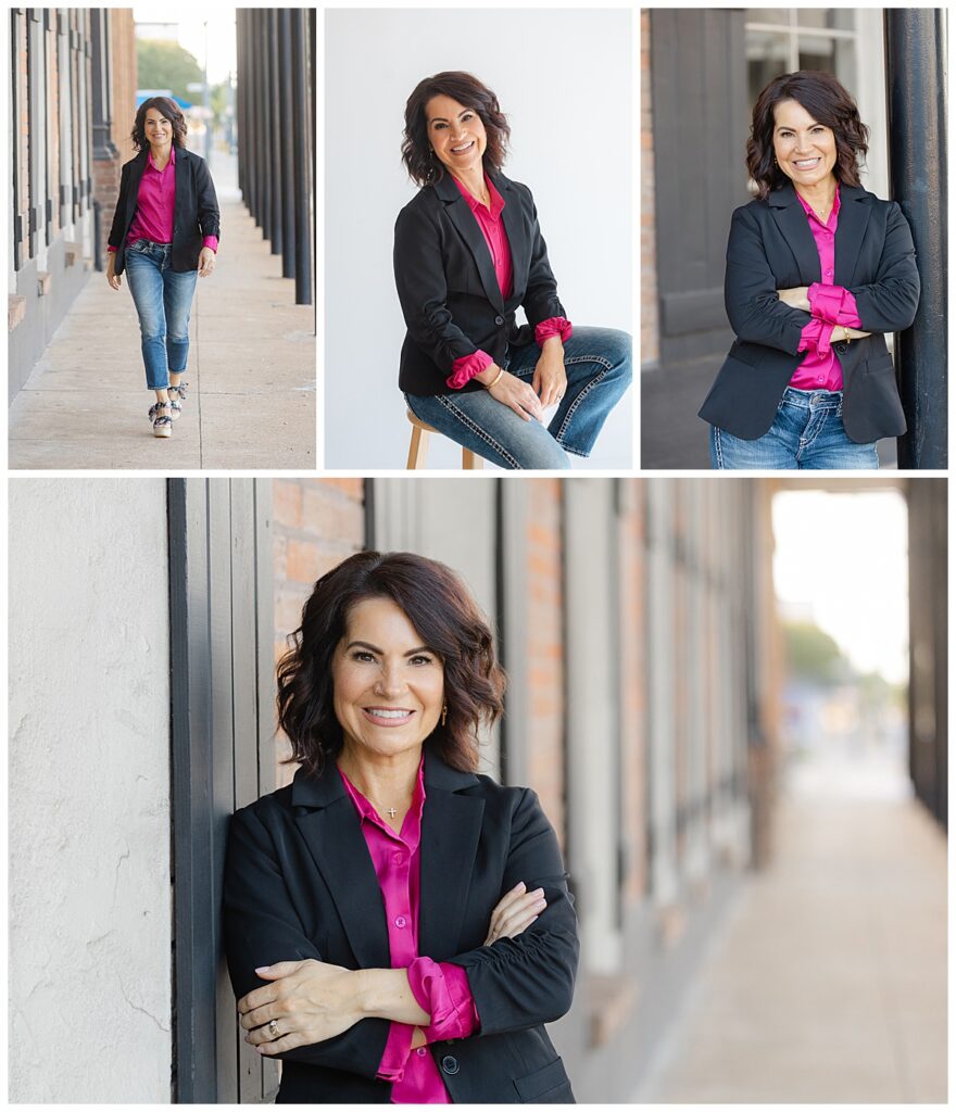 Shreveport branding photographer capturing confident business owner during photoshoot.
