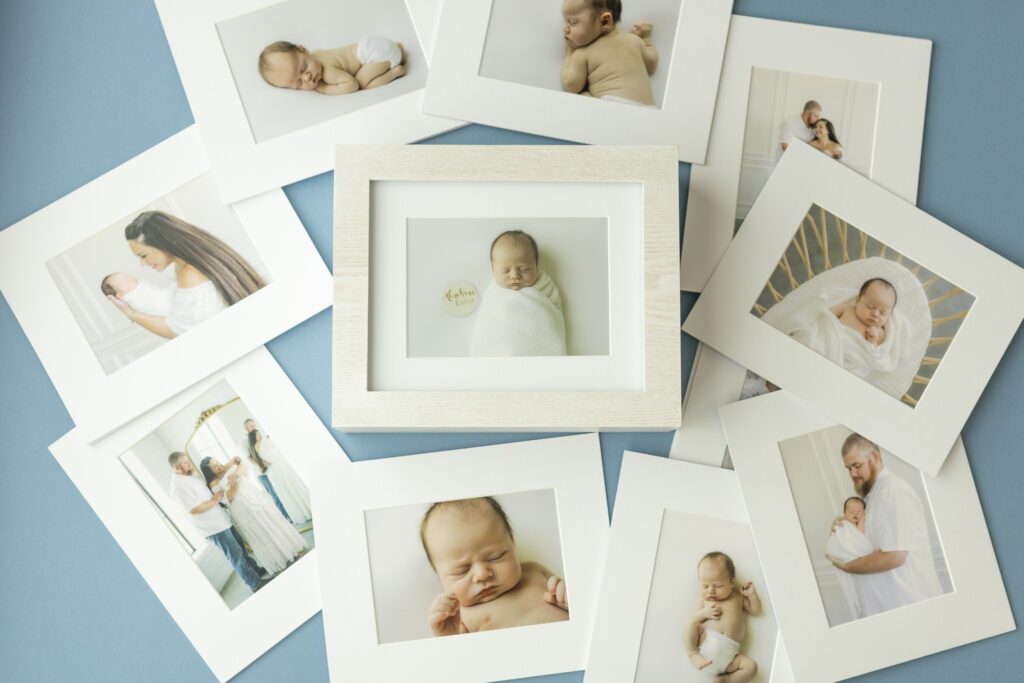 Framed images from a newborn photography session in Shreveport.