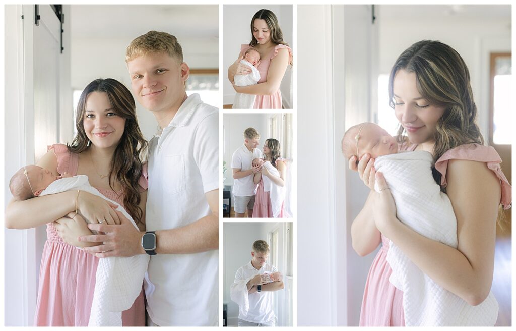 Mother and father holding newborn baby.