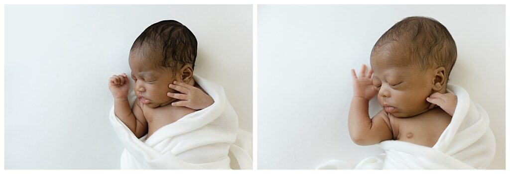 Babies swaddled in white blankets