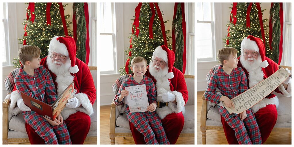 Child meeting Santa during Christmas minis in Shreveport–Bossier.