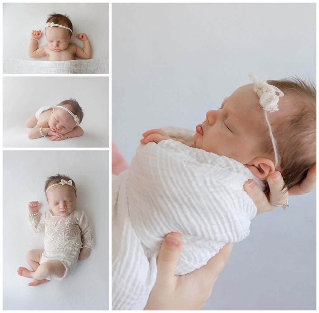 Newborn posed peacefully during a Shreveport studio session.