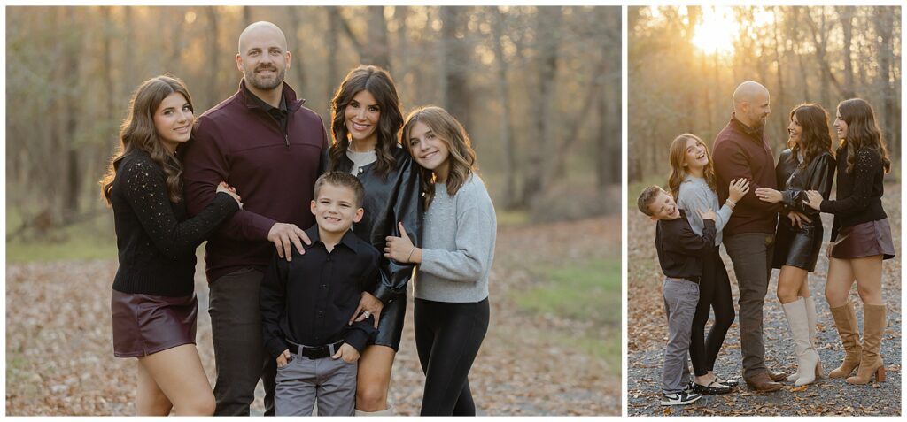 Family photography with teens in Bossier City Louisiana during a fall sunset session