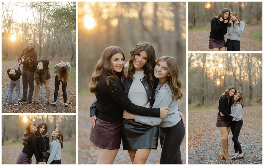 Family photography with teens in Bossier City Louisiana during a fall sunset outdoor session