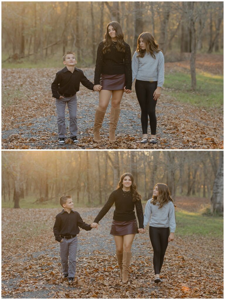 Teen siblings during fall family photography with teens in Bossier City Louisiana