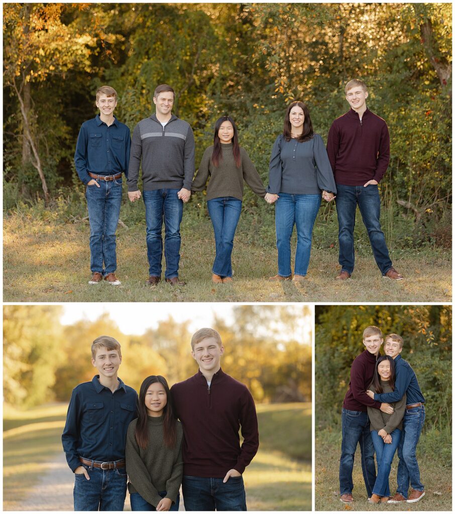 Family photography with teens in Bossier City Louisiana during fall outdoor session